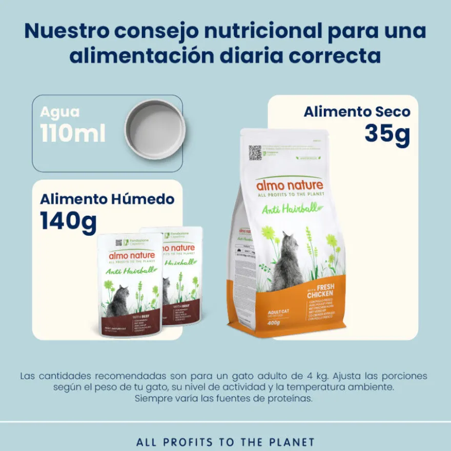 Almo Nature Anti Hairball Buey y Pollo sobre para gatos – Multipack