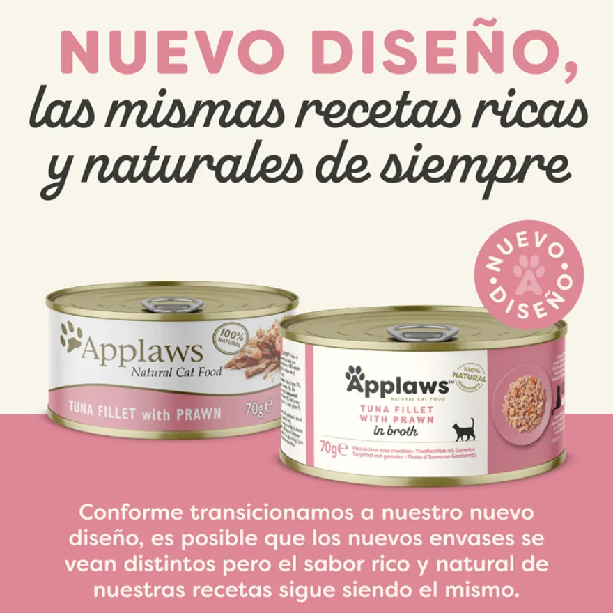 Applaws Atún y Gambas lata natural para gatos