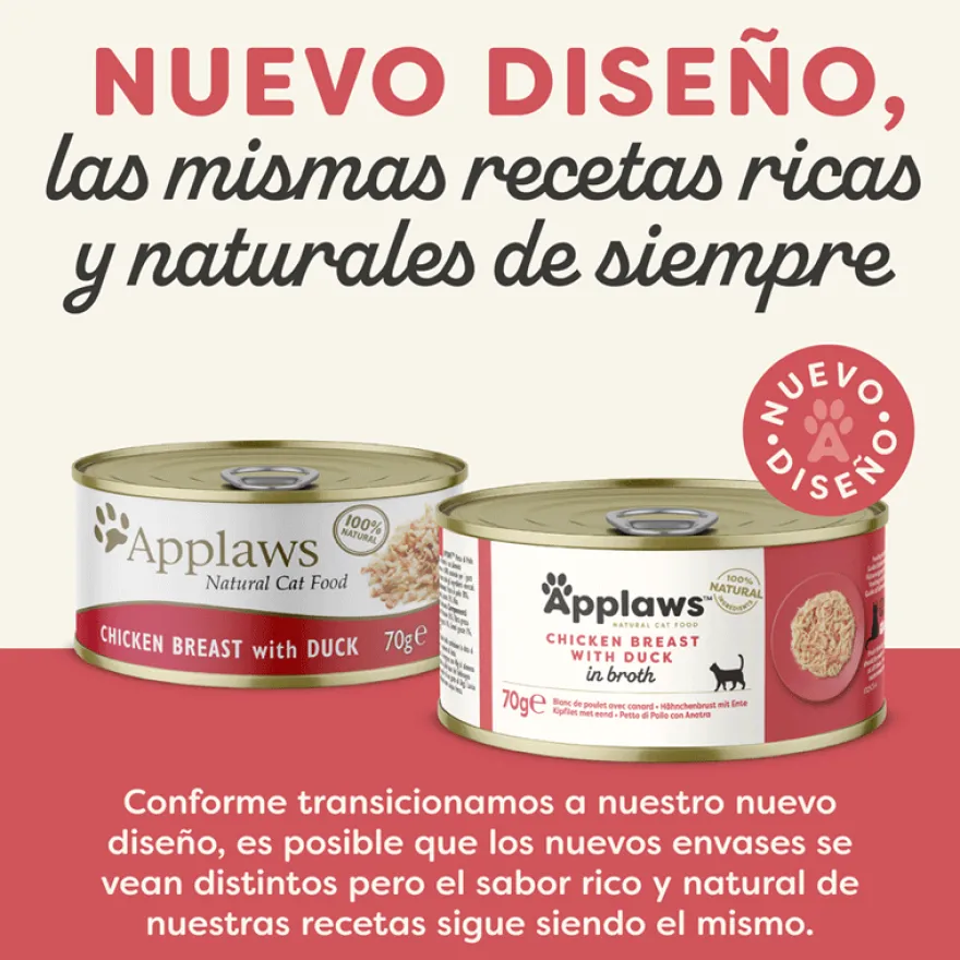 Applaws Pollo y Pato en caldo lata para gatos