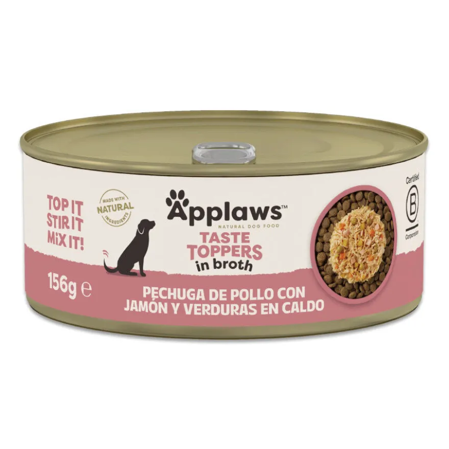 Applaws Taste Toppers Pollo con Jamón y Vegetales en Caldo lata para perros