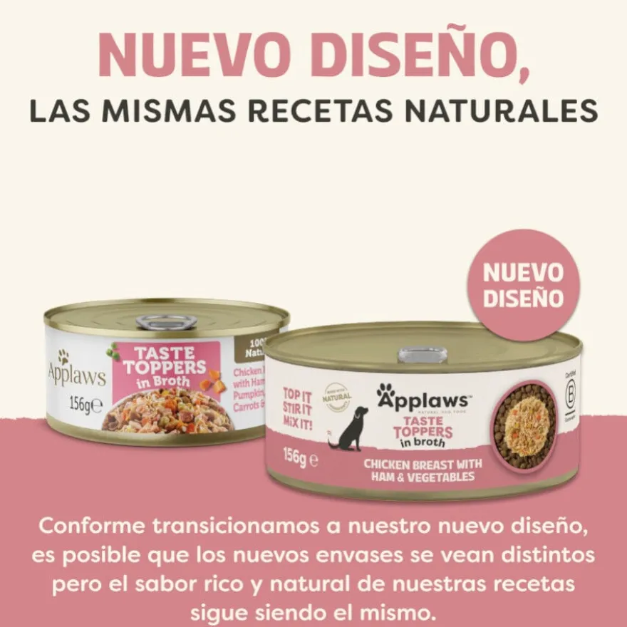 Applaws Taste Toppers Pollo con Jamón y Vegetales en Caldo lata para perros