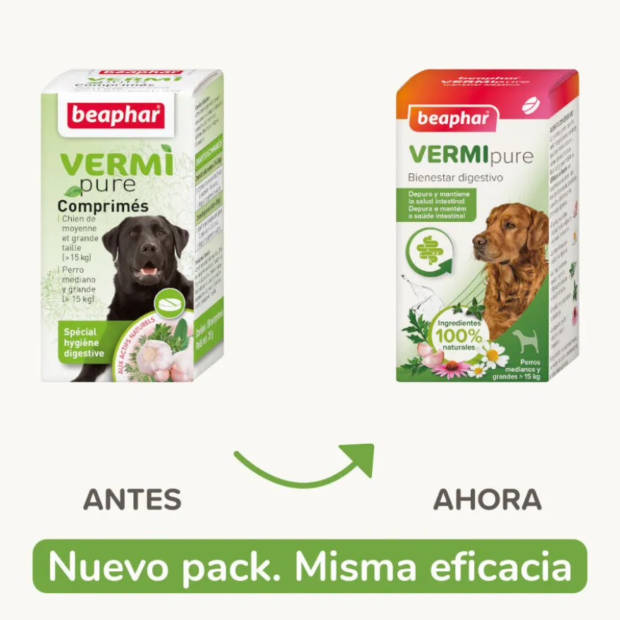 Beaphar Vermipure Repelente Interno Natural en comprimidos para perros medianos y grandes