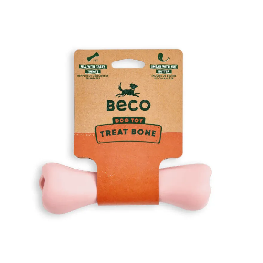 BECO Hueso Portagolosinas de Goma Rosa para perros