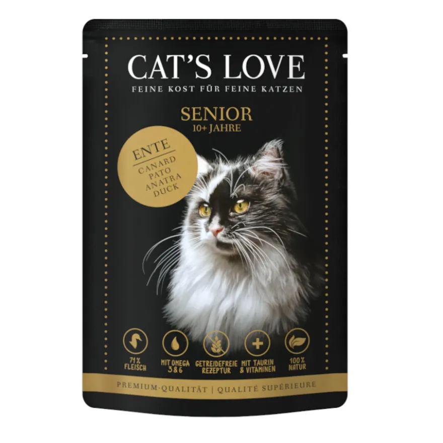 Cat's Love Senior Pato en Gelatina sobre para gatos