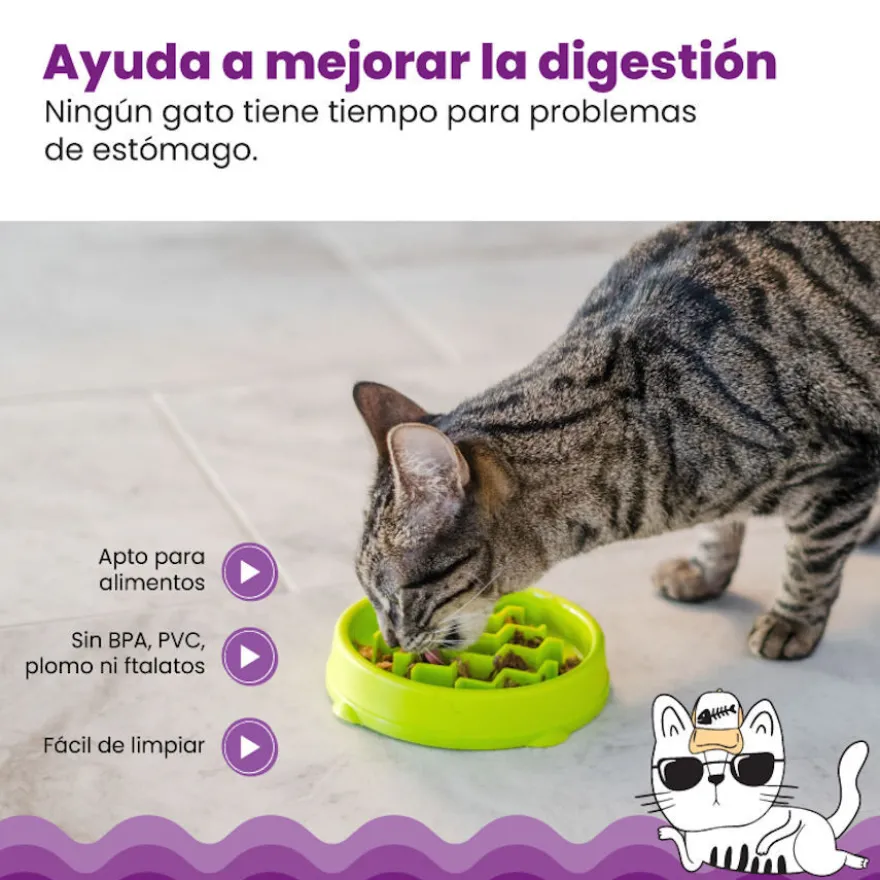 Catstages Cat Fun Comedero Lento Verde para gatos