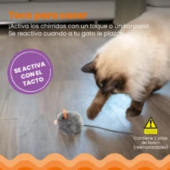 Catstages Squeaky Squeaky Gris Ratón de Juguete con Catnip para gatos