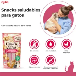 Churu Bites Bocaditos de Pollo y Atún con Salmón para gatos