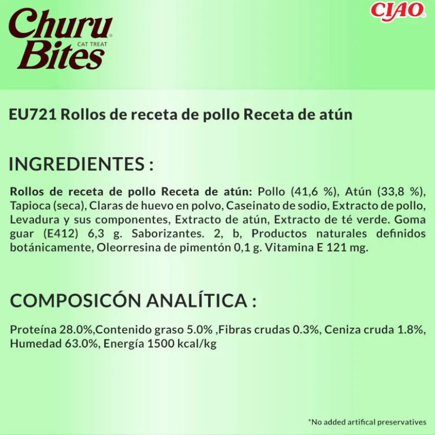 Churu Bites Bocaditos de Pollo y Atún para gatos
