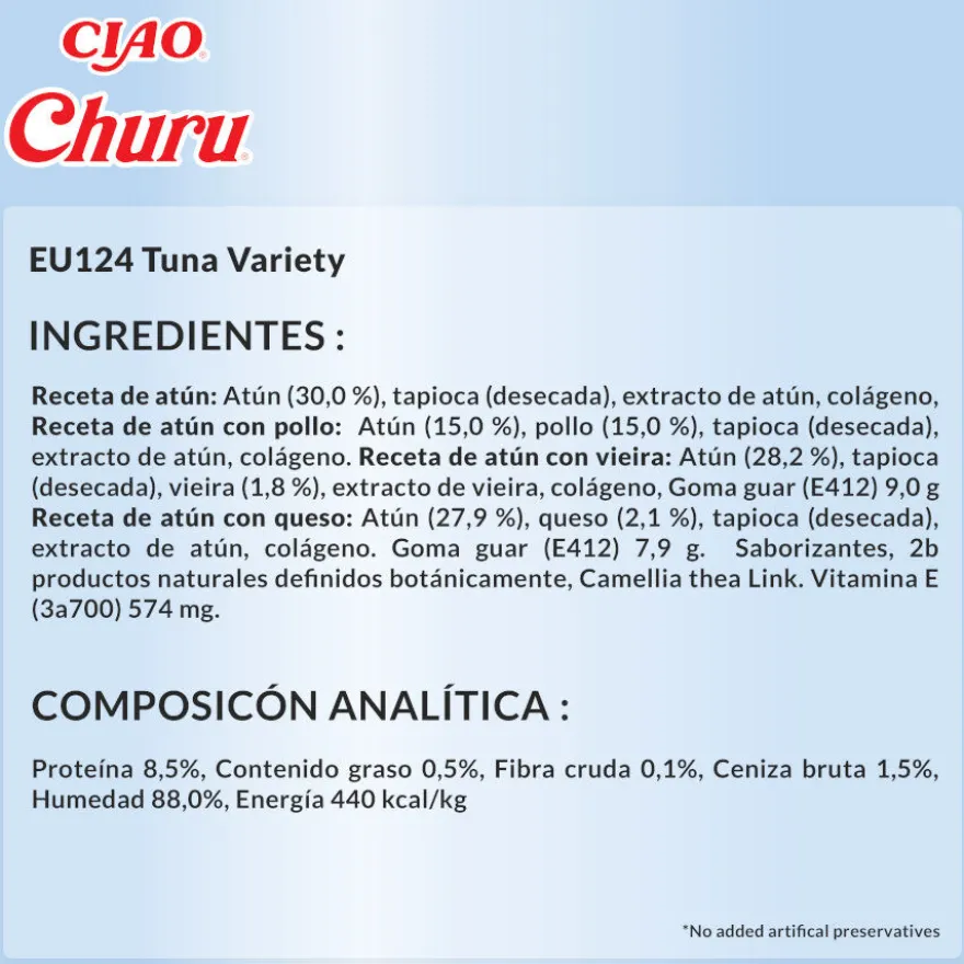 Churu Snack Líquido Variedades de Atún para gatos