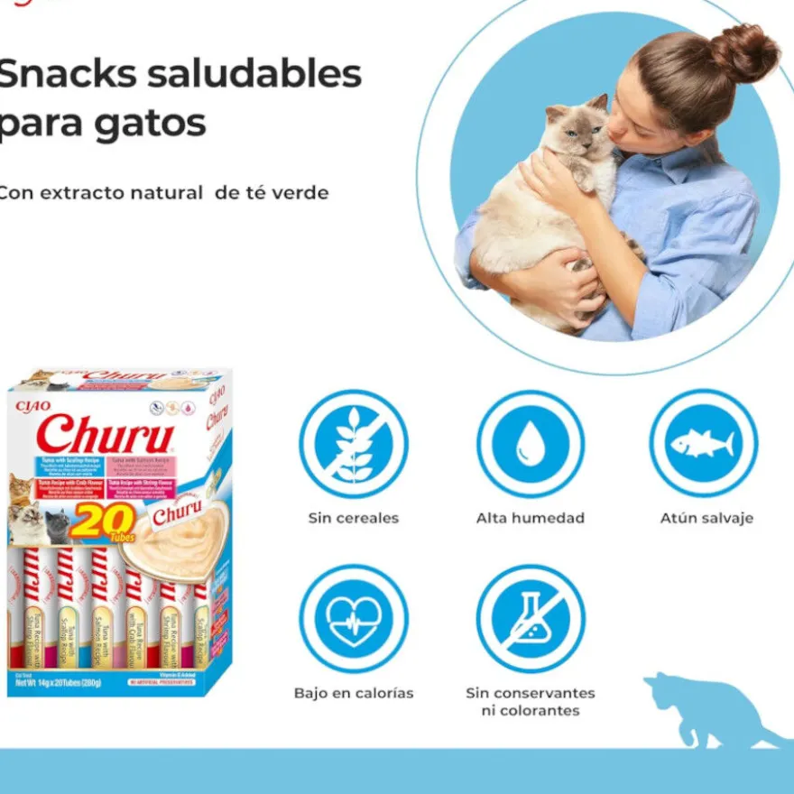 Churu Snack Líquido Variedades de Atún con Marisco para gatos