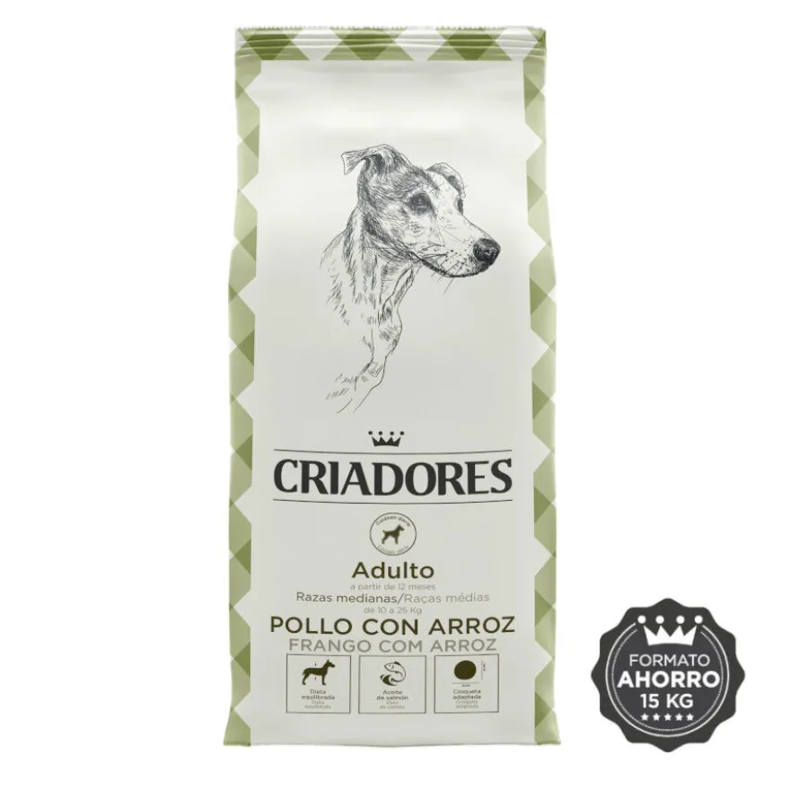 Criadores Adulto Pollo y Arroz pienso para perros de raza mediana