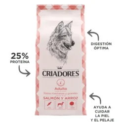 Criadores Adulto Salmón y Arroz pienso para perros de razas medianas y grandes