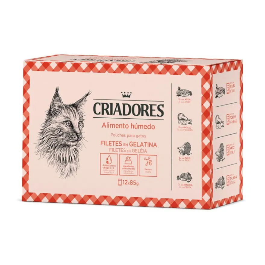Criadores Carne y Pescado en Gelatina sobre para gatos