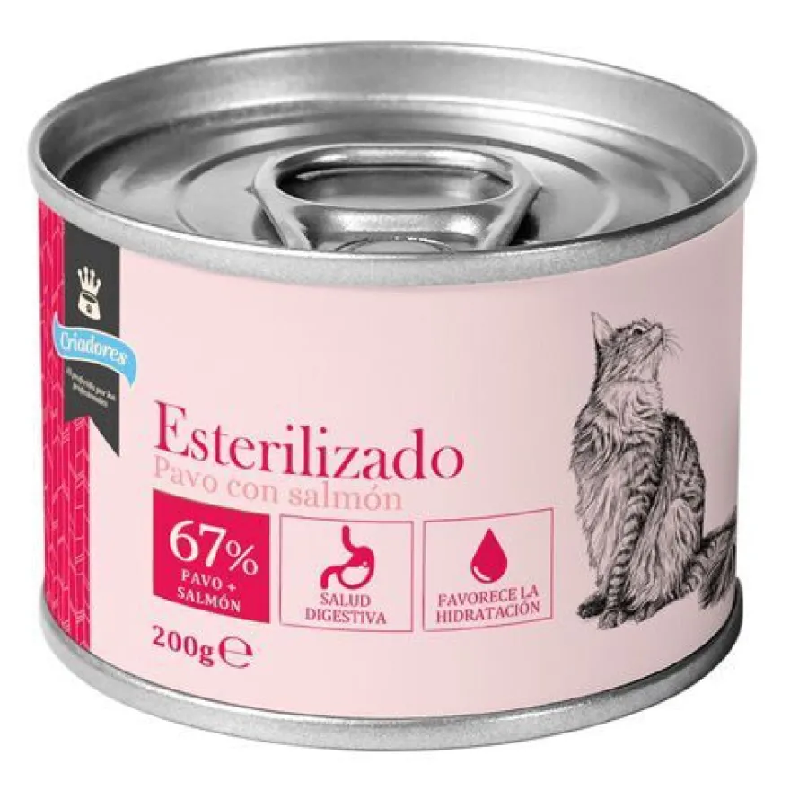 Criadores Esterilizado Paté Pavo y Salmón lata para gatos