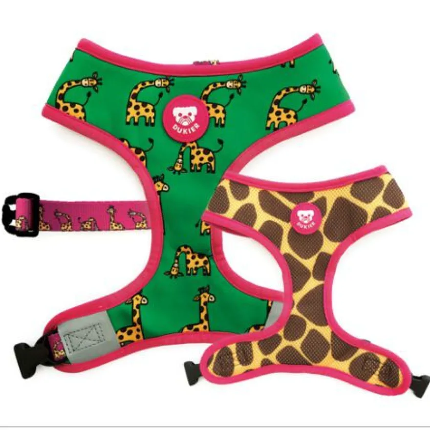 Dukier Savana Arnés Rreversible Estampado Jirafa para perros