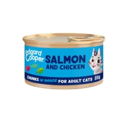 Edgard & Cooper Adult Trocitos de Salmón y Pollo en Salsa lata para gatos