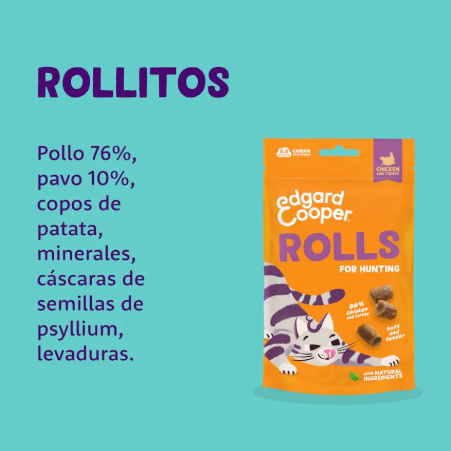 Edgard & Cooper Rollitos Pollo y Pavo para gatos