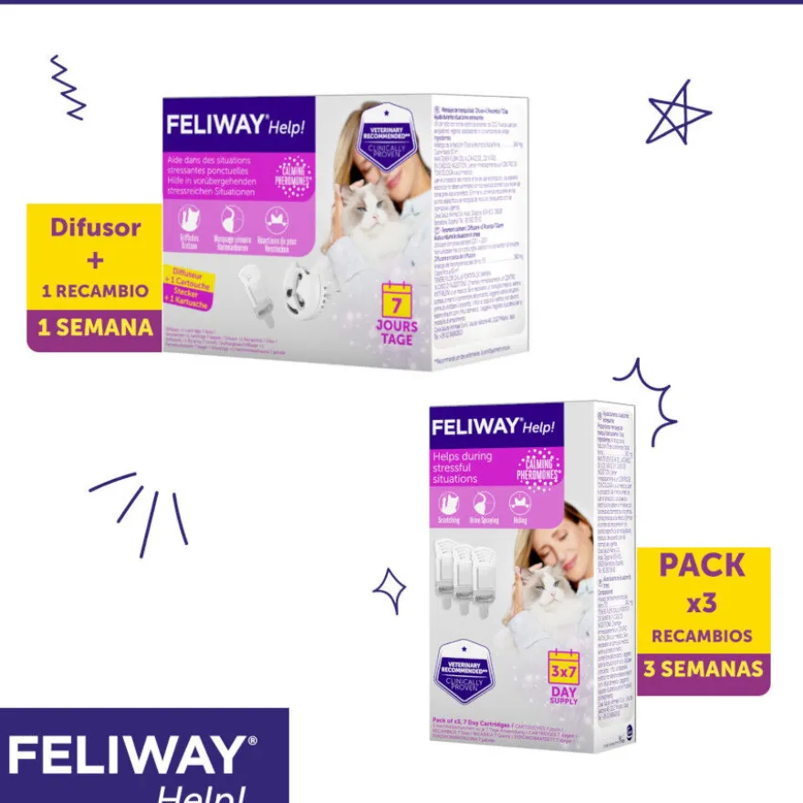 Feliway Help Difusor y Recambio con feromonas para el estrés ocasional