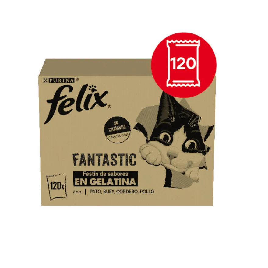 Felix Fantastic Selecciones Favoritas de Carnes en Gelatina sobre para gatos – Multipack