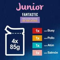 Felix Junior Fantastic Carne y Pescado en Gelatina sobre para gatos