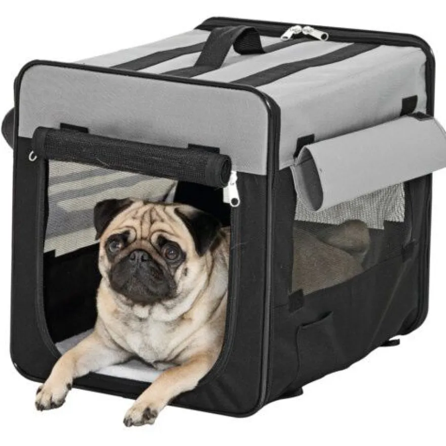 Flamingo Bolso Transportín de tela negro para perros grandes