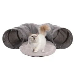 Flamingo Gotar Túnel con Cojín Gris para gatos