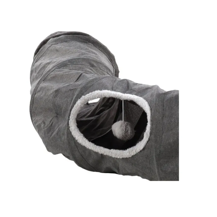 Flamingo Gotar Túnel con Cojín Gris para gatos