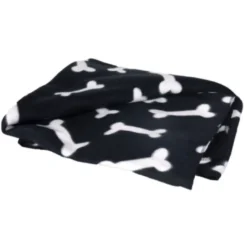 Flamingo Manta negra con estampado de huesos para mascotas