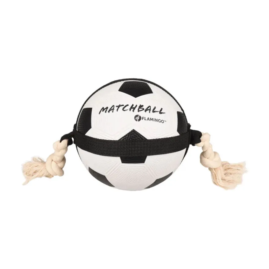 Flamingo Matchball Pelota de Futbol con cuerda para perros
