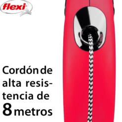 Flexi New Classic Correa de Cordón Extensible Roja para perros