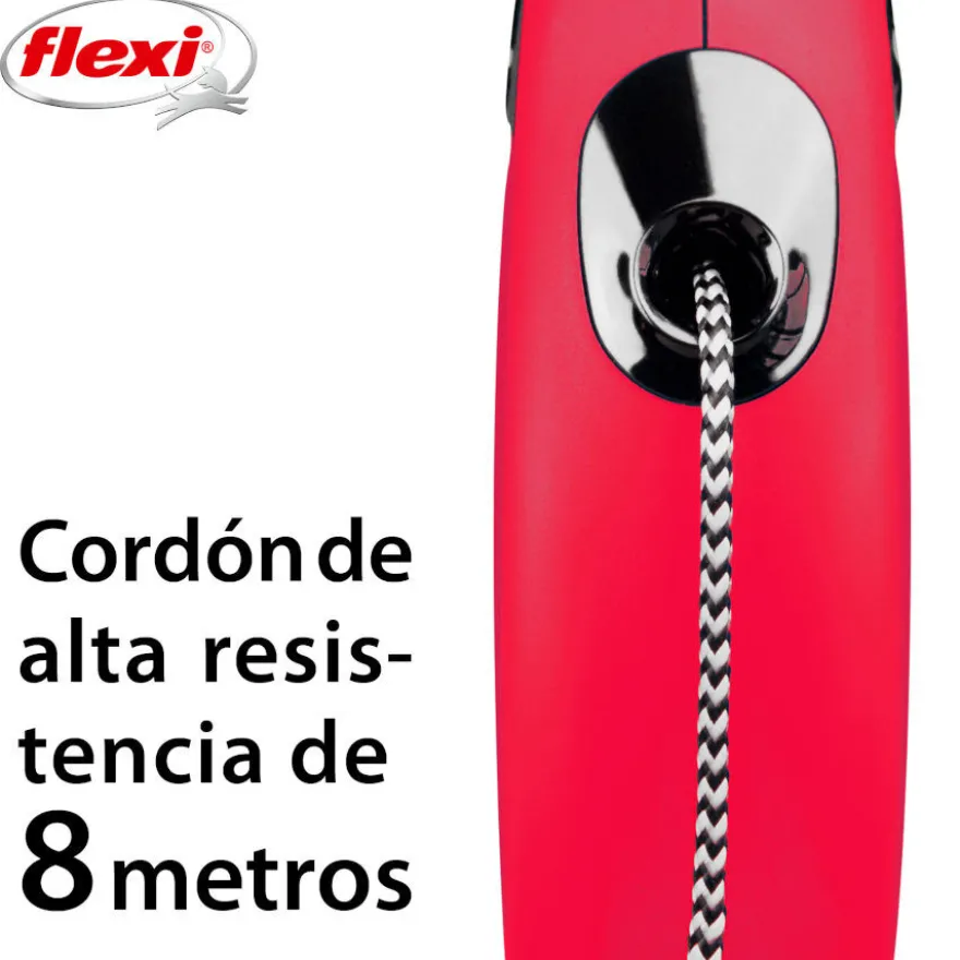 Flexi New Classic Correa de Cordón Extensible Roja para perros