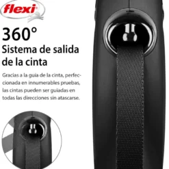 Flexi New Classic Correa Extensible Negra para perros