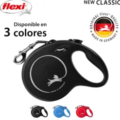 Flexi New Classic Correa Extensible Negra para perros