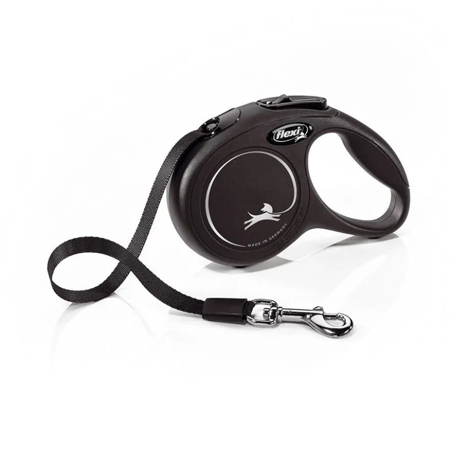Flexi New Classic Correa Extensible Negra para perros