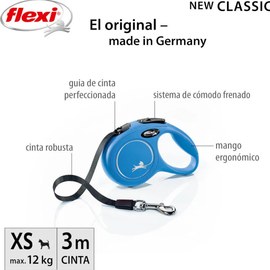 Flexi New Classic Correa Extensible Azul para perros