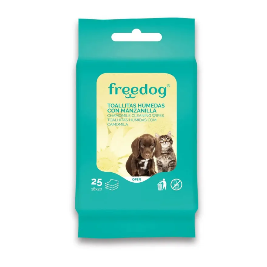 Freedog Toallitas Húmedas con Manzanilla para perros y gatos
