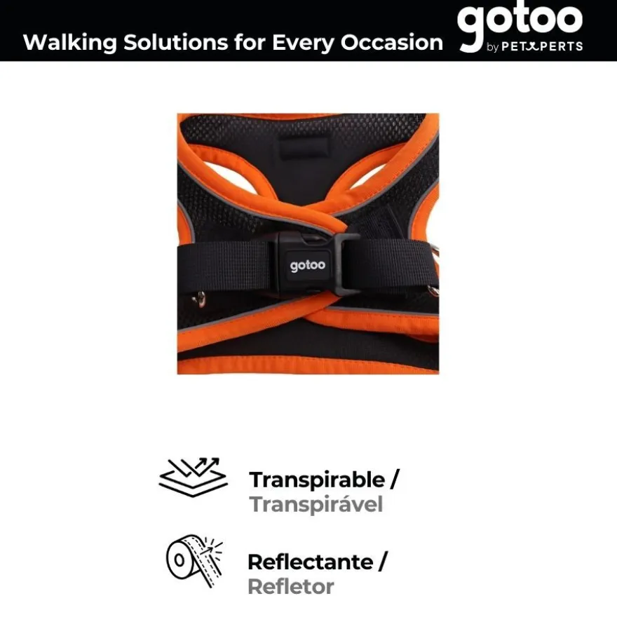 Gotoo Arnés ajustable de malla naranja/negro para perros