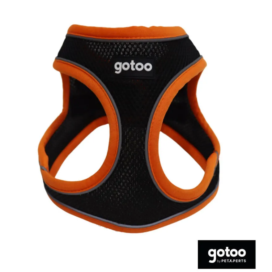 Gotoo Arnés ajustable de malla naranja/negro para perros