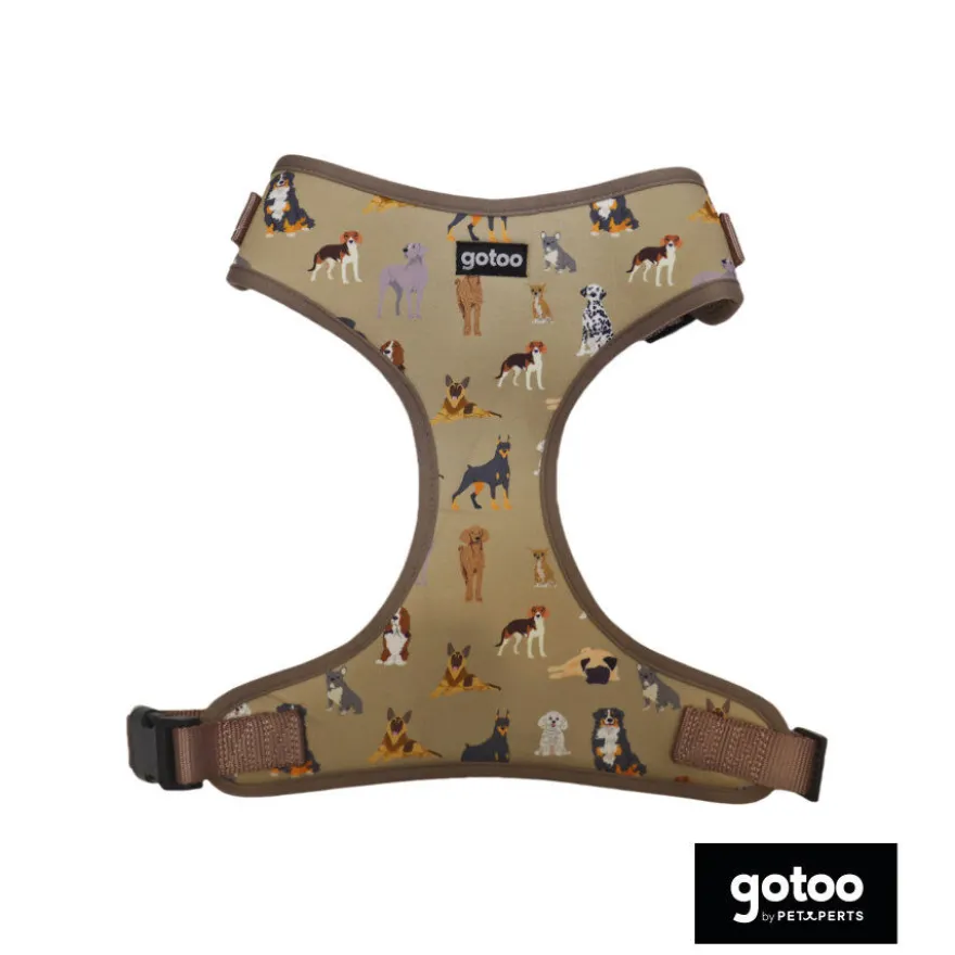 Gotoo Arnés ajustable estampado marrón para perros