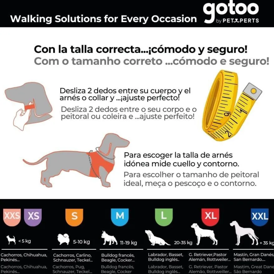 Gotoo Arnés ajustable estampado marrón para perros