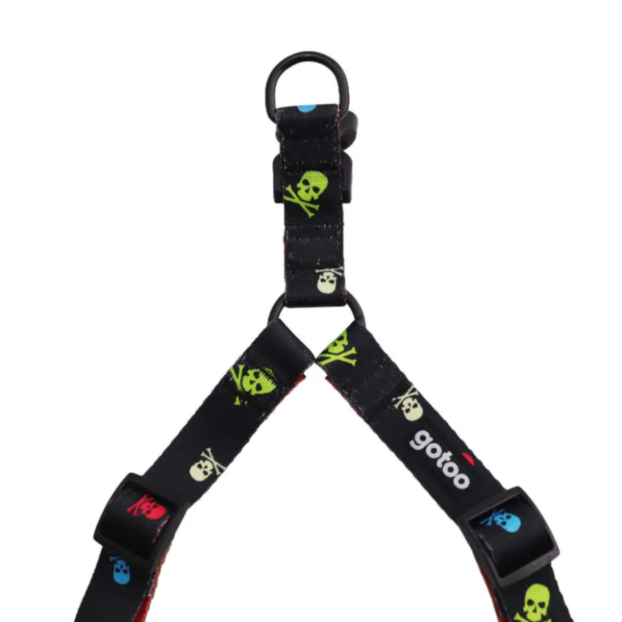 Gotoo Arnés estampado calavera negro para perros