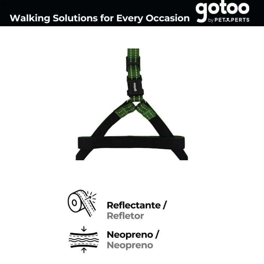 Gotoo Arnés reflectante de neopreno verde para perros