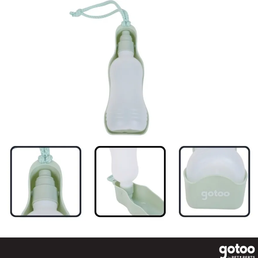 Gotoo Botella Bebedero Portátil de Plástico Verde para perros y gatos