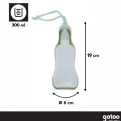 Gotoo Botella Bebedero Portátil de Plástico Verde para perros y gatos