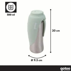 Gotoo Botella Bebedero Portátil de Acero Inoxidable Verde para perros