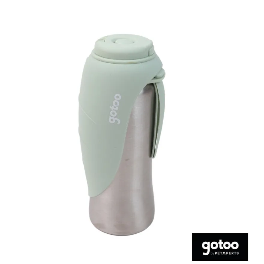 Gotoo Botella Bebedero Portátil de Acero Inoxidable Verde para perros