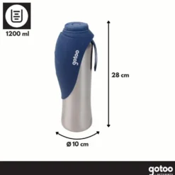 Gotoo Botella Bebedero Portátil de Acero Inoxidable Azul para perros