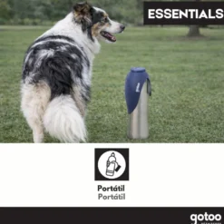 Gotoo Botella Bebedero Portátil de Acero Inoxidable Azul para perros