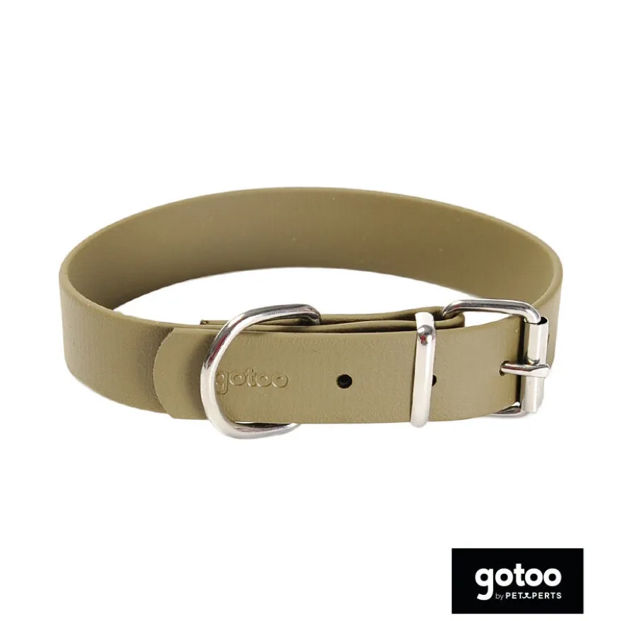 Gotoo Collar Biothane verde oliva para perros