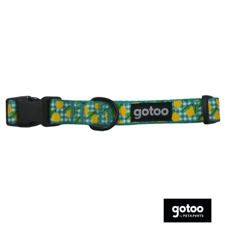 Gotoo Collar cuadro vichy amarillo para perro